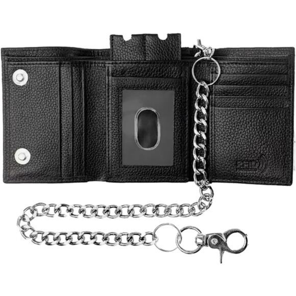 Mens Wallets Black Trifold Rfid Protection Trifold Wallet Trifold Wallets - Picture 1 of 7
